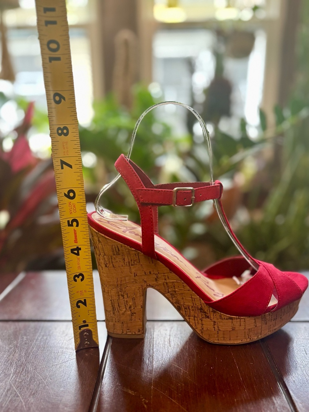 American Rag Bold Red T-Strap Cork Platform Sandals - Picture 8 of 9